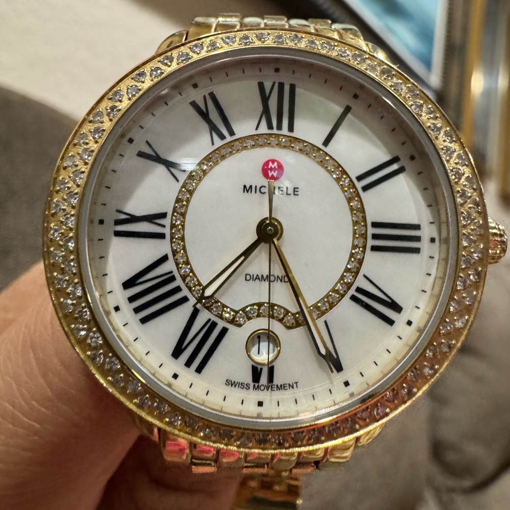 $3999 Michele Serein Diamonds Gold Tone Women's Watch MWW21B000031 - Picture 13 of 15